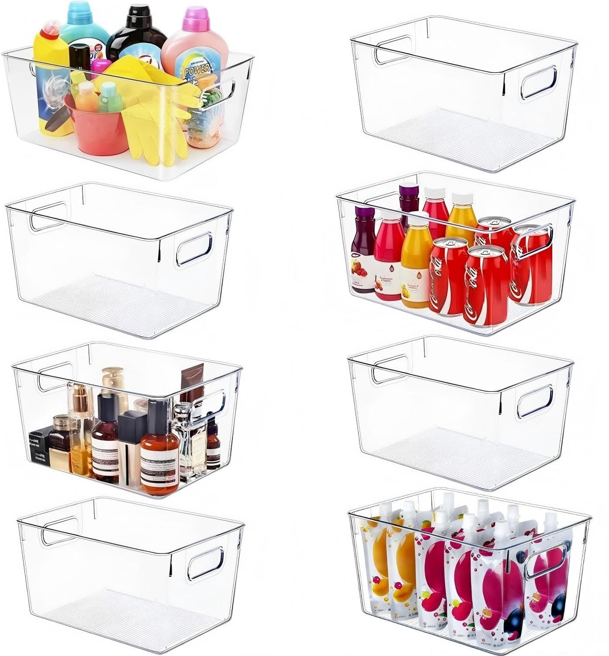 SKTEET Set of 8 Large Clear Plastic Storage Bins (8L), Storage - Image 1