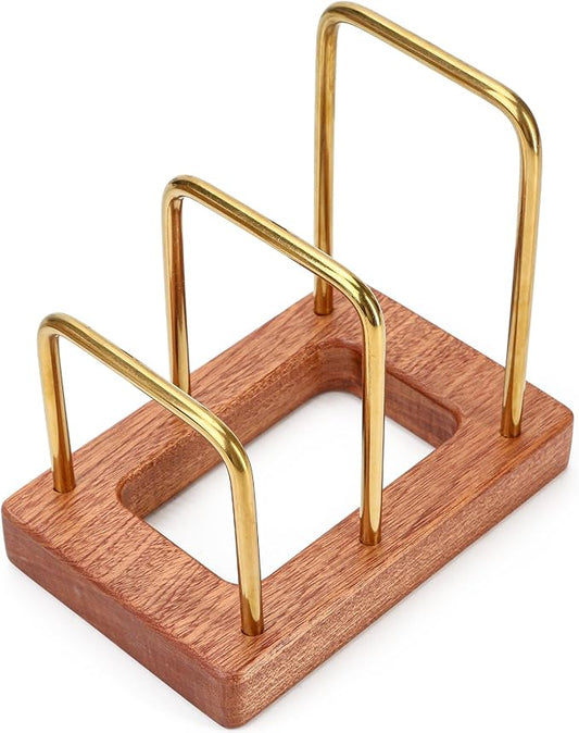 Chopping Board Rack with Wood Base – Multi Layer Kitchen Organizer Stand for Cutting Boards Pot Lids, Baking Trays Pans and Plates Cabinet Storage Divider Accessory Home Countertop or Inside Cabinets