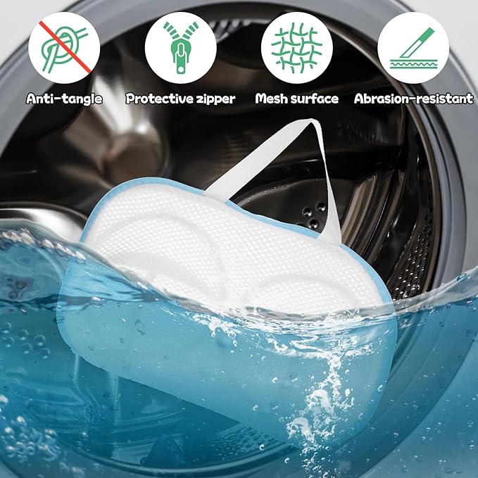 TIESOME 2 Pcs Bra Washing Bags for Laundry, Bag to Wash Bras in Washing Machine with Zipper, Reusable Bra Laundry Protector for Delicates, 28x19.5cm Polyester Mesh