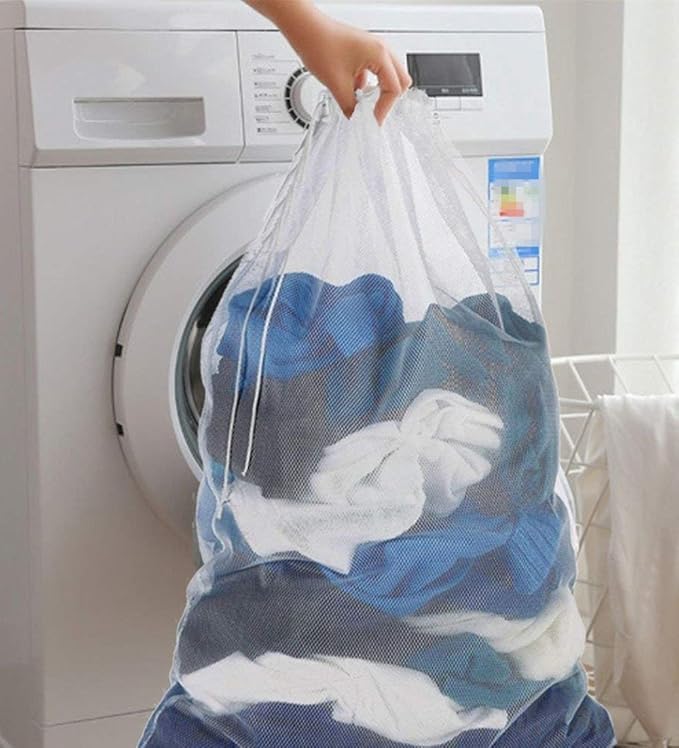 DurReus Large Mesh Drawstring Travel Laundry Bags Washable,Sturdy Resistant, Jumbo Household Dorm Net Washing Bags Clothing,Hosiery,Stocking,Machine,Drying