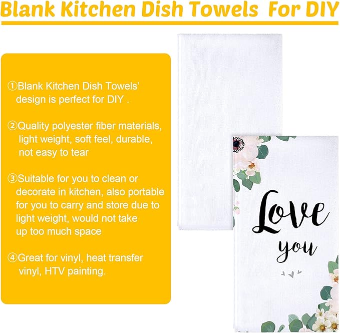 Patelai Sublimation Dishtowel Absorbent Multi Purpose Kitchen Dish Towels Blank DIY Dishcloth Bathroom Towel for Fall Christmas Kitchen Home Decor,16 x 24 Inch(3 Pieces)