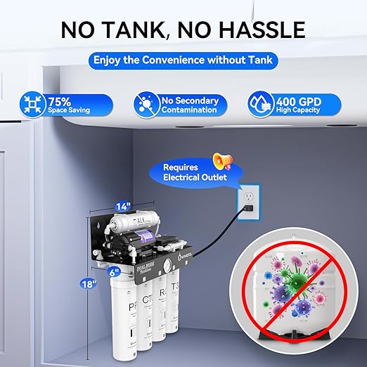 WINGSOL WINGSOL Dual Outlet Reverse Osmosis Water Filter, Mineral Alkaline UV 0 TDS Tankless RO System, Remineralize pH+ 12-Layer Filtration Under Sink, NSF/ANSI 42&53&58 Certified, Plug-in Required