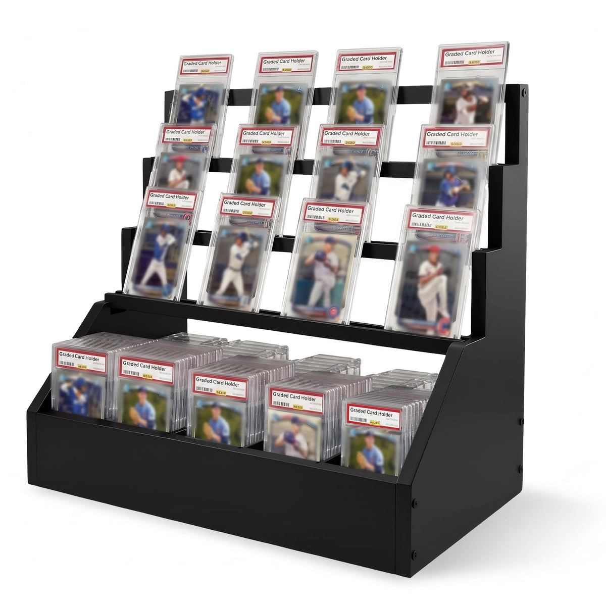 Trading Card Display Stand with 5-Row Storage，3-Tier - Image 1