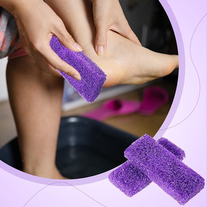 Batiyeer 300 Pcs Pumice Stone Bulk for Feet Scrubber Dead Skin Disposable Foot Pumice Foot Shower Scrubber for Heel Cuticle Callus Remover Bath Spa(Purple)