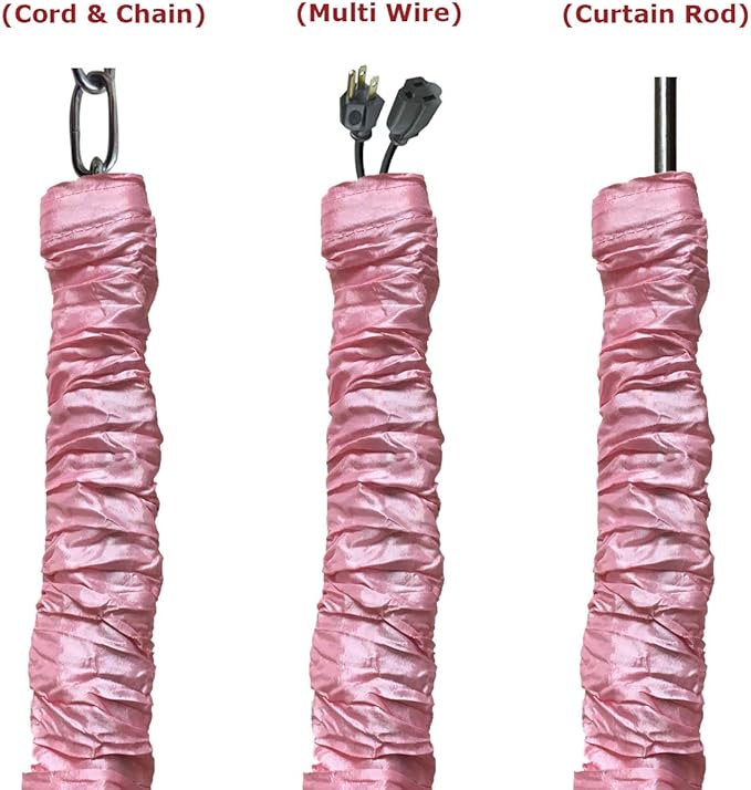 Royal Designs, Inc. Cord & Chain Cover 4 ft Silk Type Fabric, Chandelier Pendant Lighting Chain & Cable Management, Touch Fastener, Pink - 4 Pack
