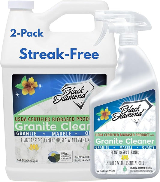 Black Diamond Stoneworks Granite Counter Cleaner: USDA Certified BIOBASED- Safe for Granite and other stone countertops. Safe for food contact formula to keep your countertops looking fresh and clean!