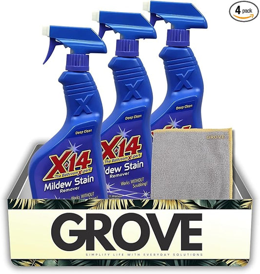 3x x14 Professional Instant Stain Remover Bundle with Microfiber Towel – No-Scrub Formula for Removing Stains on Hard Surfaces, Tile, Grout, and Vinyl – Gift Set (4 Items)