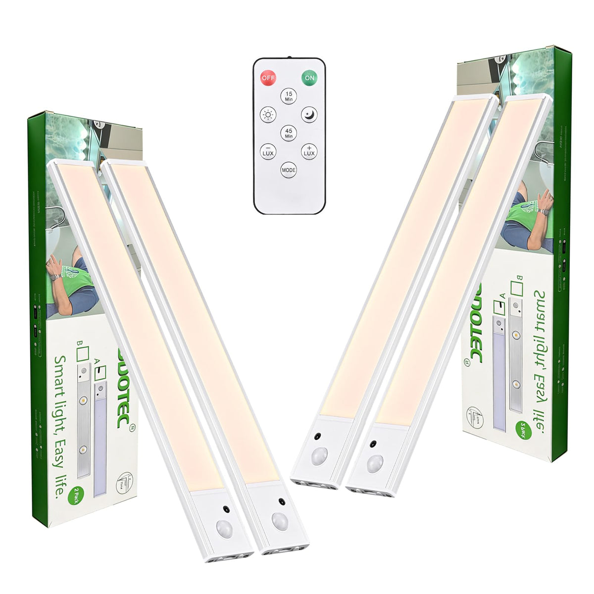 12 inch Under Cabinet Lighting 4 Pack, Wireless Motion Sensor LED - Image 1