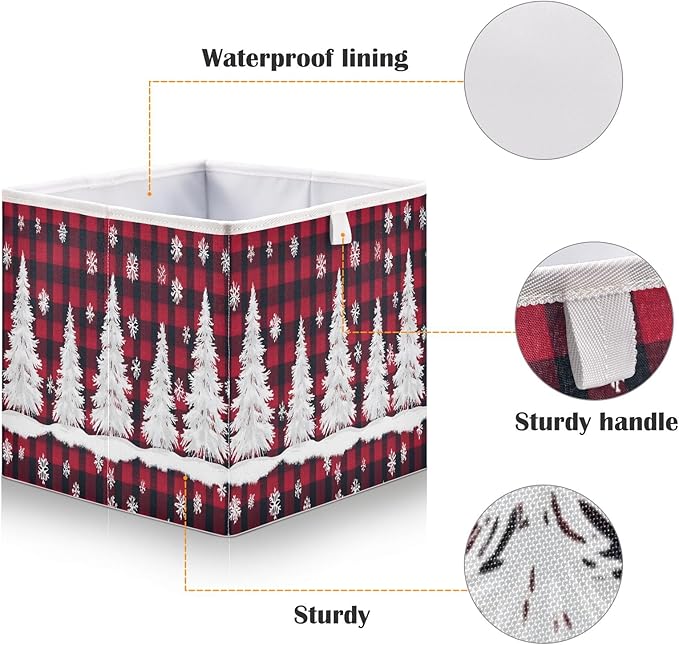 Bolaz Christmas Tree Snow Closet Organizers Storage Cubes Storage Bins Shelf Baskets Containers for Home Room Office,Square