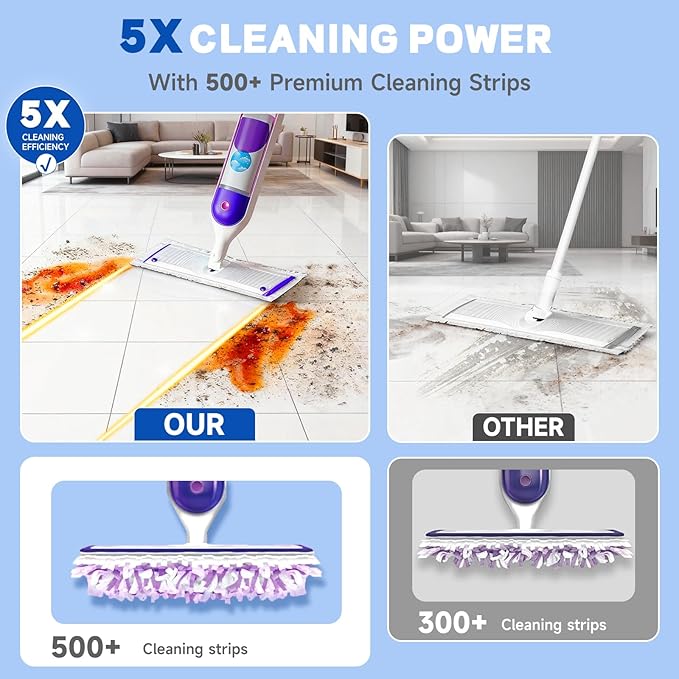 11 Pack Disposable Power Mop Pads Refills for Swiffer Power Mop Pads, 5X Cleaning & Unscented 14-Layer Thickened Multi-Surface Replacement Mopping Refills Pads for Floor Surface Cleaning