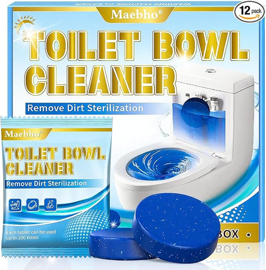 Automatic Toilet Bowl Cleaner Tablets,12- Pack Blue Gel In-Tank Cleaner, Removes Hard Water Rings & Stains, Septic Safe, Cleaning & Deodorize, Fresh Scent,50g Each