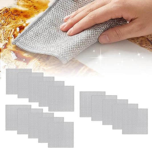 Multipurpose Wire Dishwashing Rags for Wet and Dry, 2026 New Multifunctional Non Scratch Metal Wire Dishcloth, Reusable Premium Metal Scrubbing Pads Sponge Clean for Home Kitchen Cooktop (15PCS)