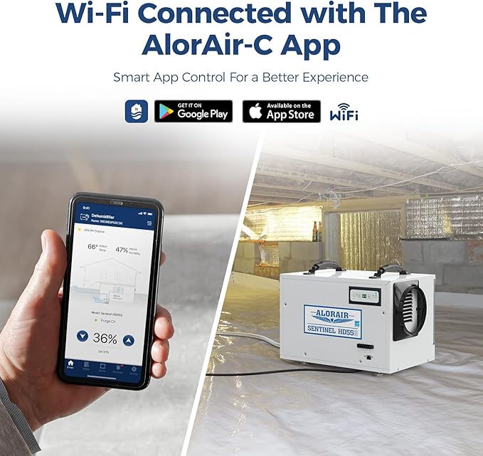 ALORAIR 120 PPD Wi-Fi Dehumidifier for Crawl Space, Basement, and Commercial Use, 2025 Energy Star APP Control, Auto-Defrost Crawlspace Dehumidifiers