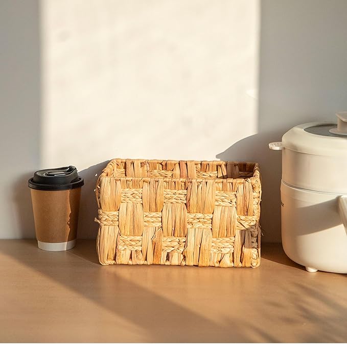 Water Hyacinth Storage Basket, Handmade Rectangular Basket for Home & Office, Natural Woven Basket for Tidy Spaces