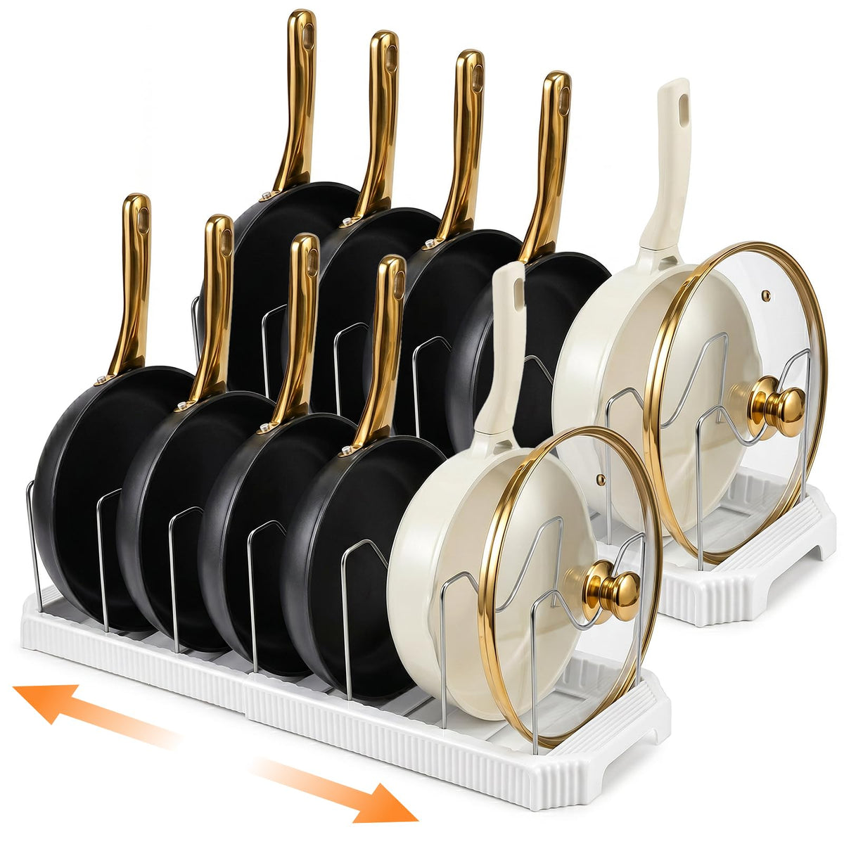 2 Pack Expandable Pot and Pan Organizer Rack for Kitchen Cabinet - Image 1