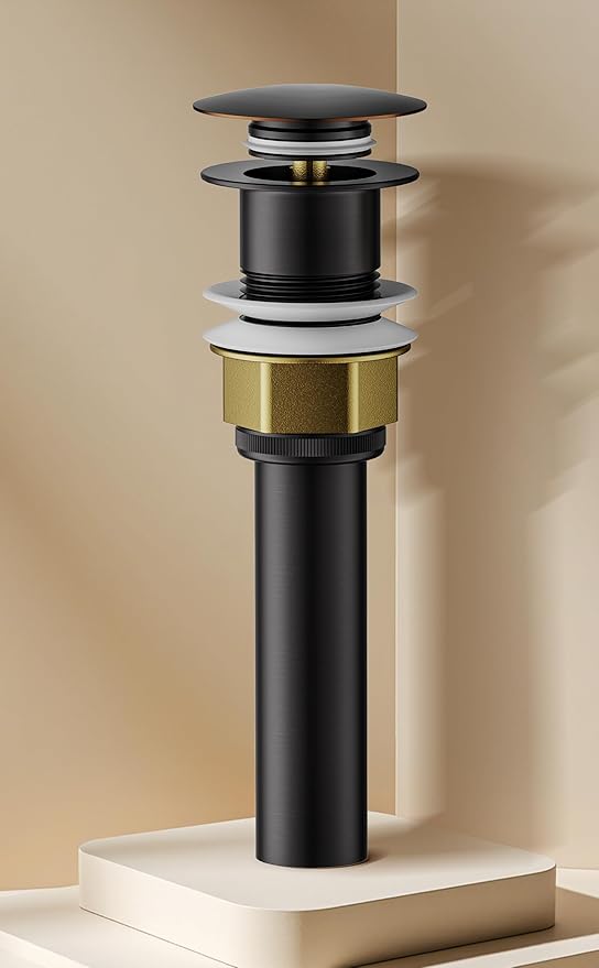 Bathroom Sink Drain with Strainer Basket and Pop-Up Drain Stopper Set (Oil Rubbed Bronze, Without Overflow)