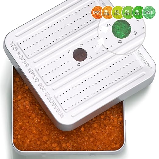 200 Gram 5 Pack Gun Safe Dehumidifier, Reusable Silica Gel Dehumidifier, Indicating Silica Gel Desiccant Canister (Orange to Green)