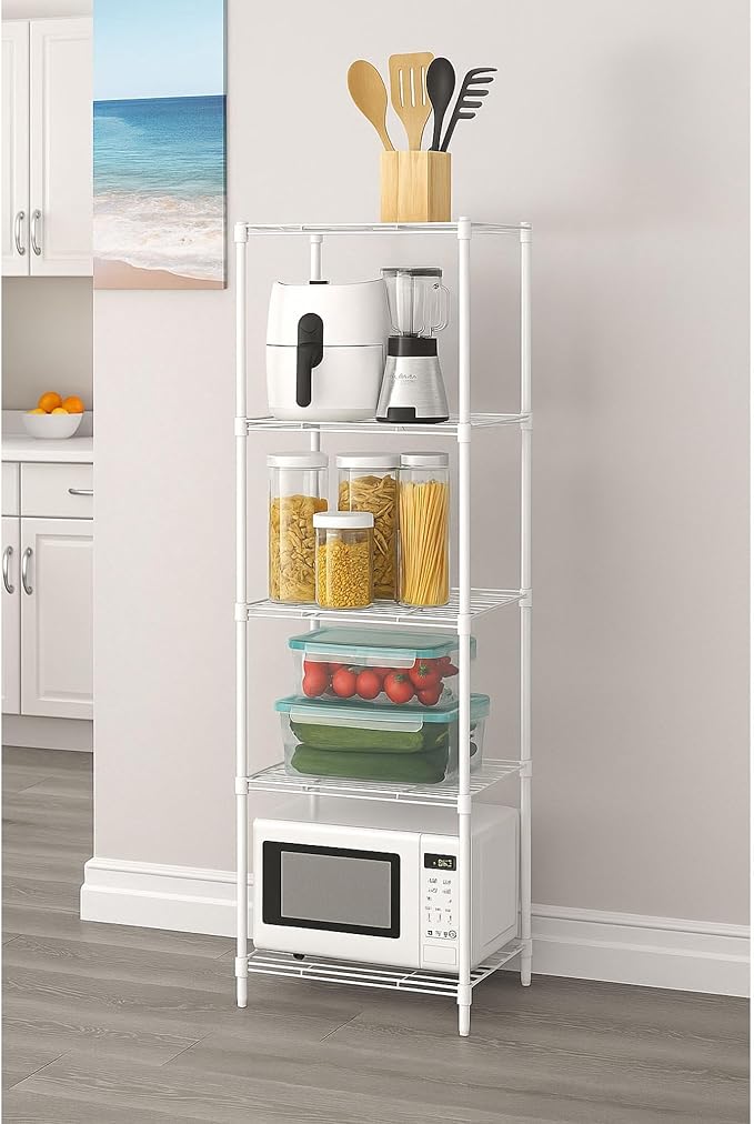 5-Tier Wire Shelving, 55" H x 17.7" L x 13.8" W Storage Shelves Metal Shelving Units, Adjustable Garage Shelving for Pantry Shelf Kitchen Garage