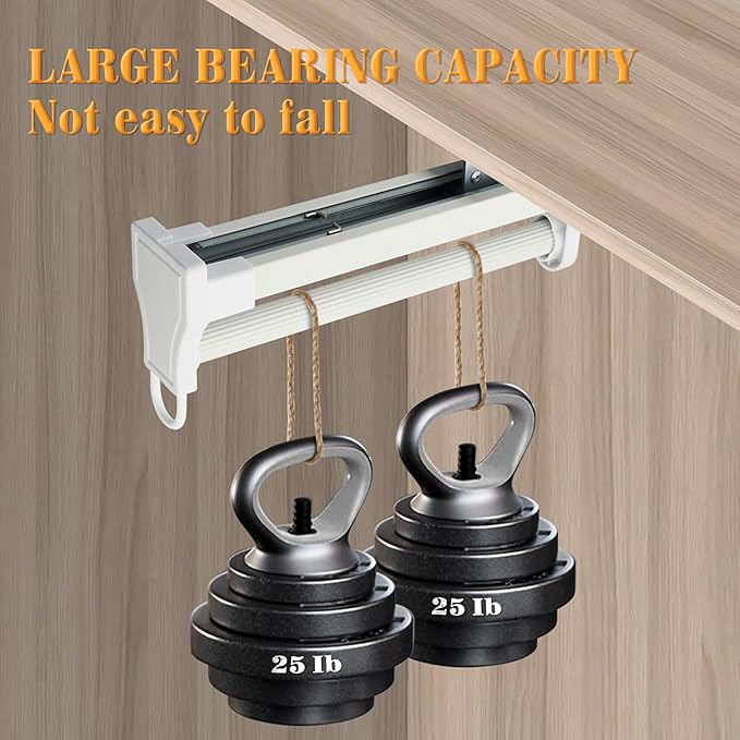 Alise 10 Inch Pull Out Clothes Hanger Rack with Automatic Soft-Close Mechanism for Closets, Heavy Duty Metal Rod Organizer for Coats, Pants, and More, White