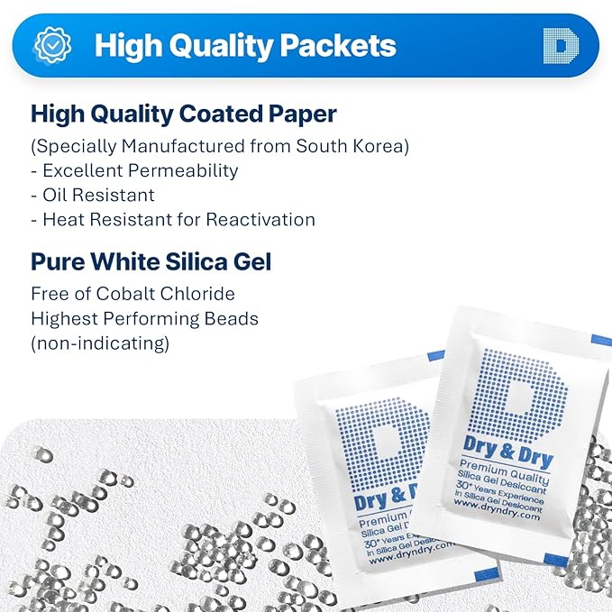 Dry & Dry 5 Gram [3000 Packets] Silica Gel Packets Silica Gel Desiccants, Silica Gel Packs - Rechargeable (Food Safe) Silica Gel Packets, Silica Packets