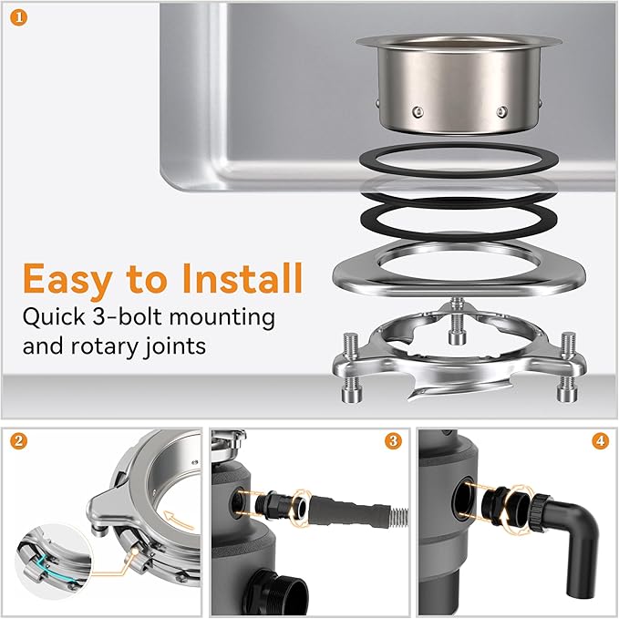 Garbage Disposal 3/4HP, Food Waste Disposal Continuous Feed, Garbage Disposal with Power Cord
