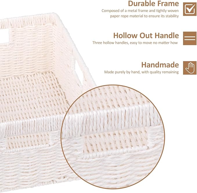 Wicker Storage Basket — Rectangular, White