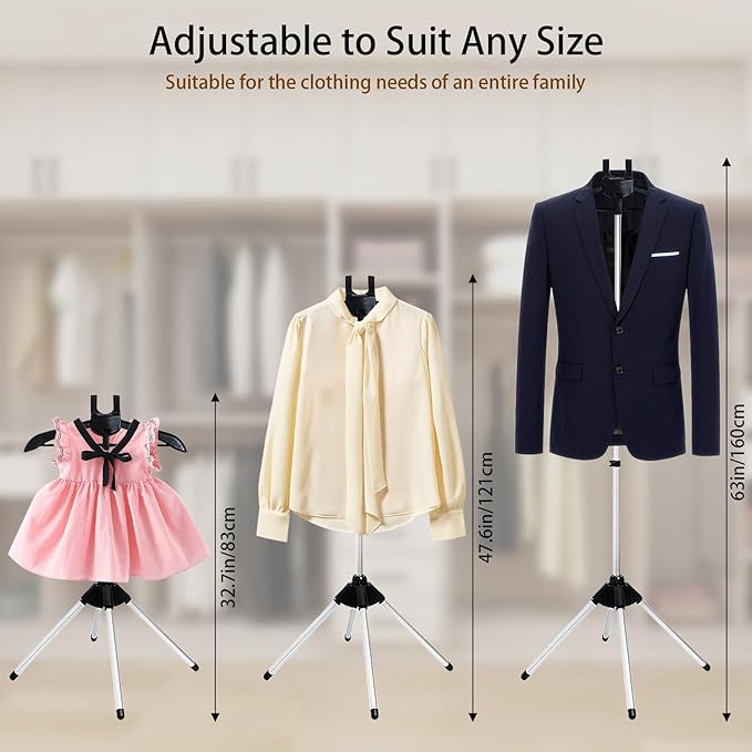 Garment Steamer Stand for Clothes, 32-63 Inch Portable Clothes Stand for Clothing Graduation Gowns, Coats and Shirt Display, Steam Iron Stand, Including Ironing Gloves, Clothes Rac, Hair Remover ﻿