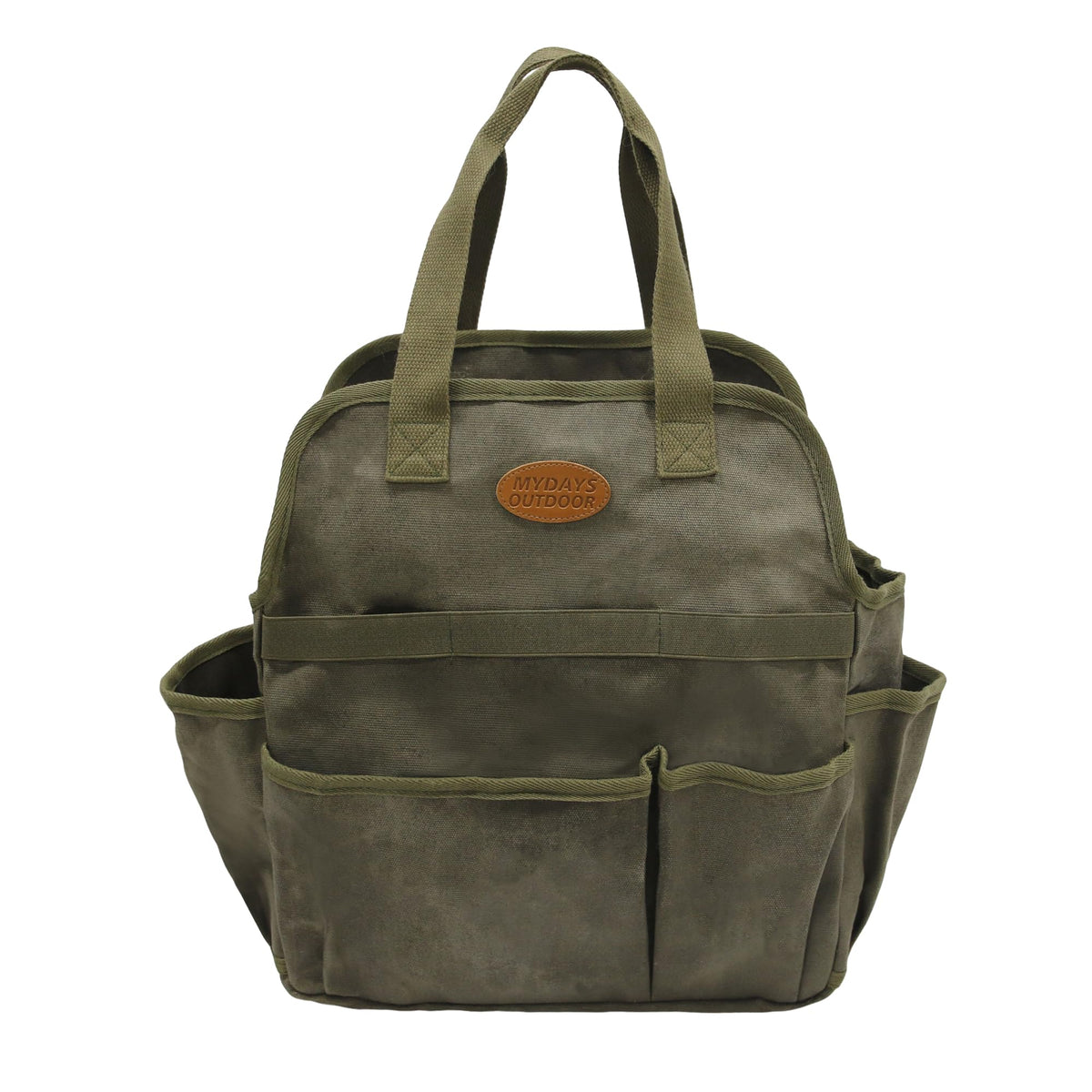 Waxed Canvas Utility Tote Bag, Large Capacity Multi-Pocket - Image 1