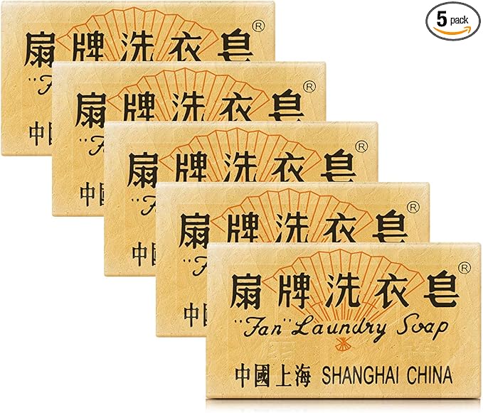 BEE & FLOWER Fan Laundry Soap Bar Laundry Stain Remover Laundry Bar Soap for Clothes Underwear Washing (5.3 Oz x 5)