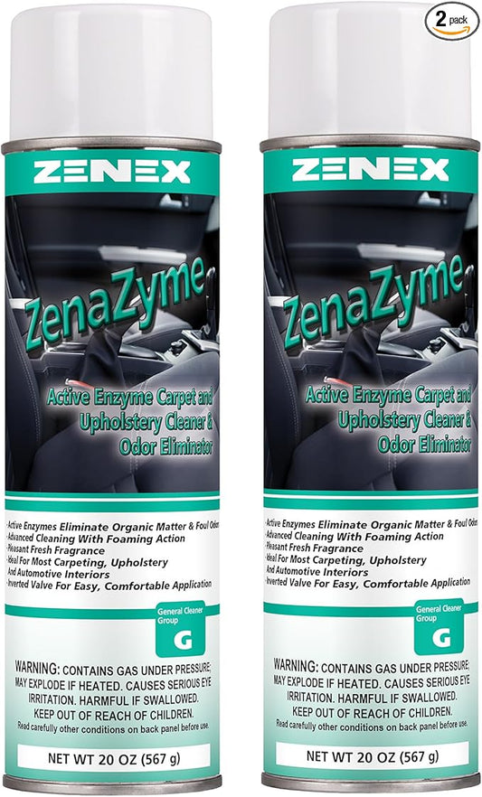 Zenex ZenaZyme Active Enzyme Carpet & Upholstery Cleaner - Professional-grade Stain Remover | Deep Foaming Formula for Carpets, Upholstery, & Interiors | Fresh Scent | 20 oz (2 Pack)
