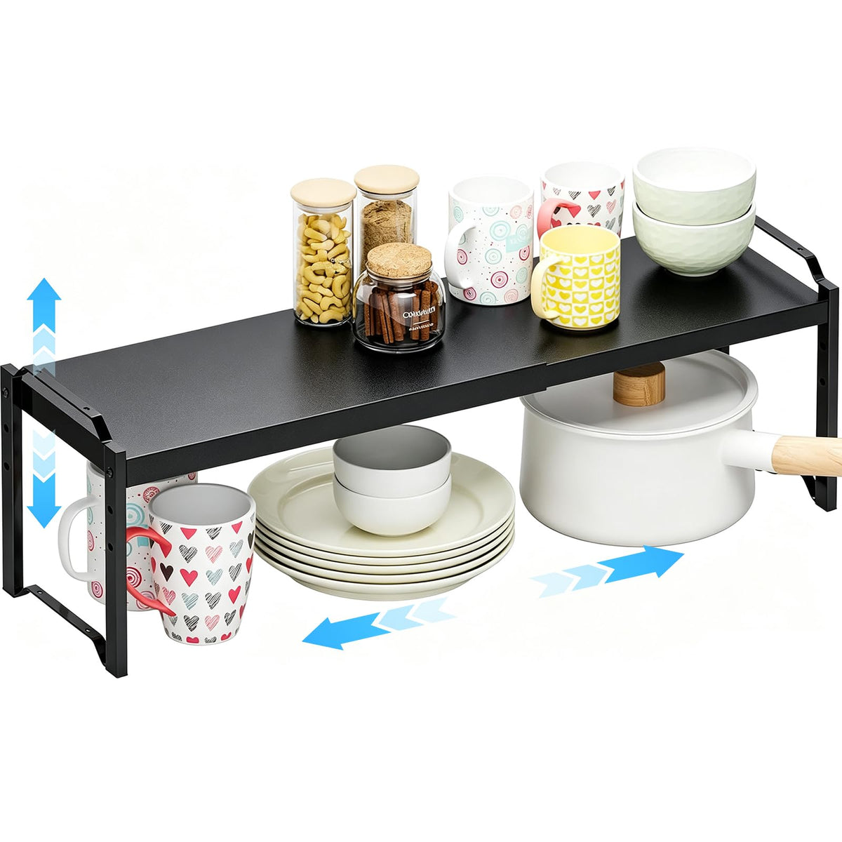 1 Pack Expandable Cabinet Countertop Shelves, Stackable Shelves - Image 1