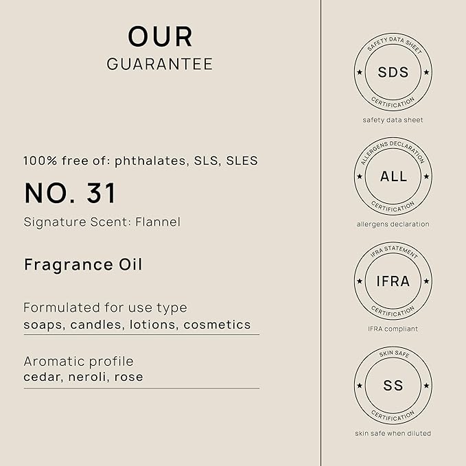 VINEVIDA [32oz] Flannel Fragrance Oil for Candle Making - Made in USA Scents for Soap Making - Natural Candle Fragrance Oil