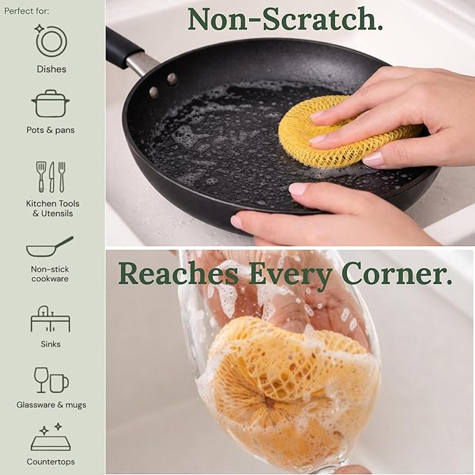 Dish Scrubber for Washing Dishes – JUMI Breezi Mesh Scrubbers 3-Pack, Non-Scratch, Multi-Purpose, Fast-Drying, Odor-Free Cleaning Scrubbers. Kitchen Sponges, Sponges Kitchen, Dish Sponge Alternative.