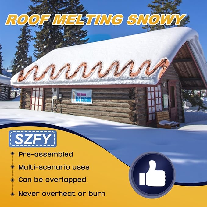 3FT~200FT Heat Tape for Water Pipes, -40°F Deicing Cable,Pipe Heat Cables for Roof,Gutter，Farm，Freeze Protetion Heating Wires, Heated Water Hose,Plumbing Fixtures,120V 5W/FT (120FT)