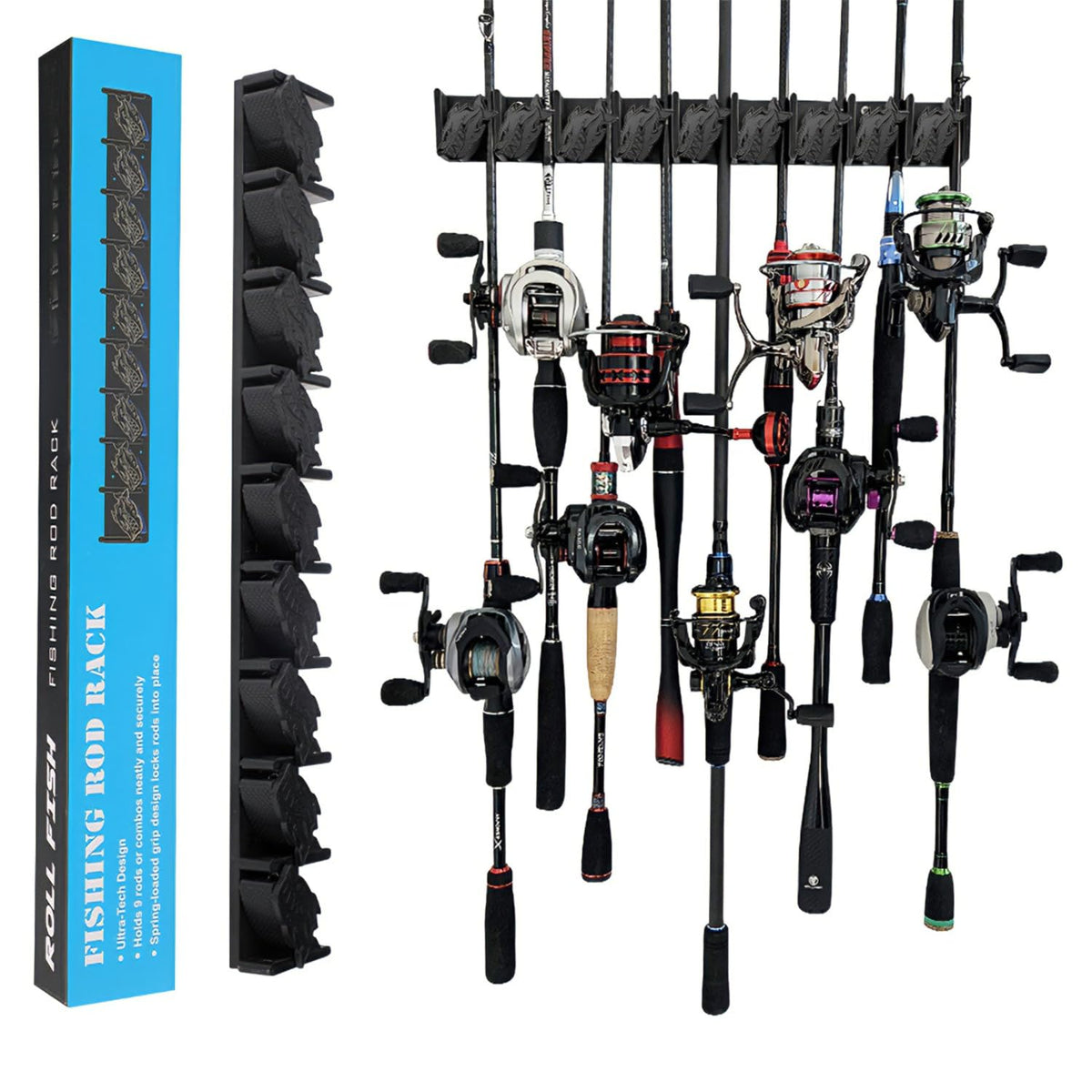 Vertical Fishing Rod Storage Rack Wall Mounted Pole Holder - Image 1