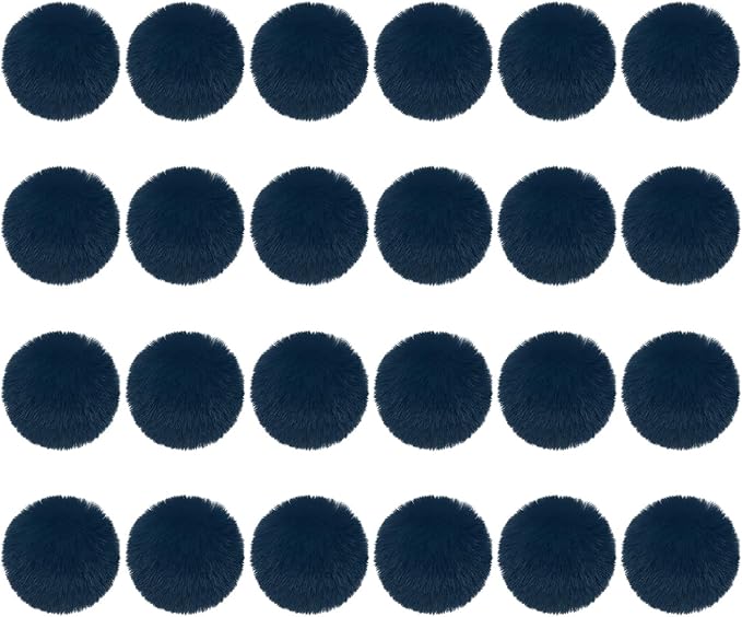 PATIKIL Faux Fur Pom Poms for Hats, 24 Pcs Fluffy Soft Fur Poms Balls with Elastic Loop for Keychain Knitting Hats DIY Scarves Gloves Bag Christmas, Dark Blue