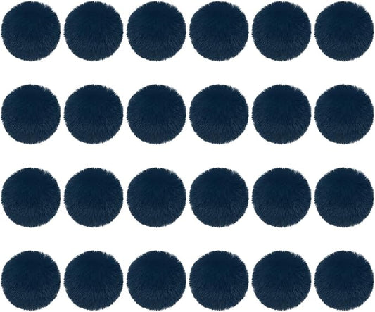 PATIKIL Faux Fur Pom Poms for Hats, 24 Pcs Fluffy Soft Fur Poms Balls with Elastic Loop for Keychain Knitting Hats DIY Scarves Gloves Bag Christmas, Dark Blue
