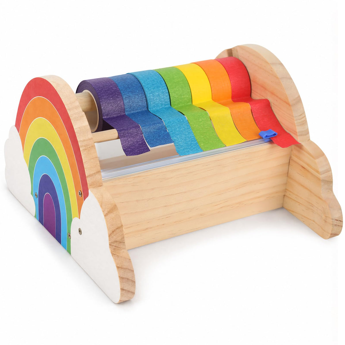 Wooden Masking Tape Dispenser, Front Bar Holds Tape Ends - Image 1