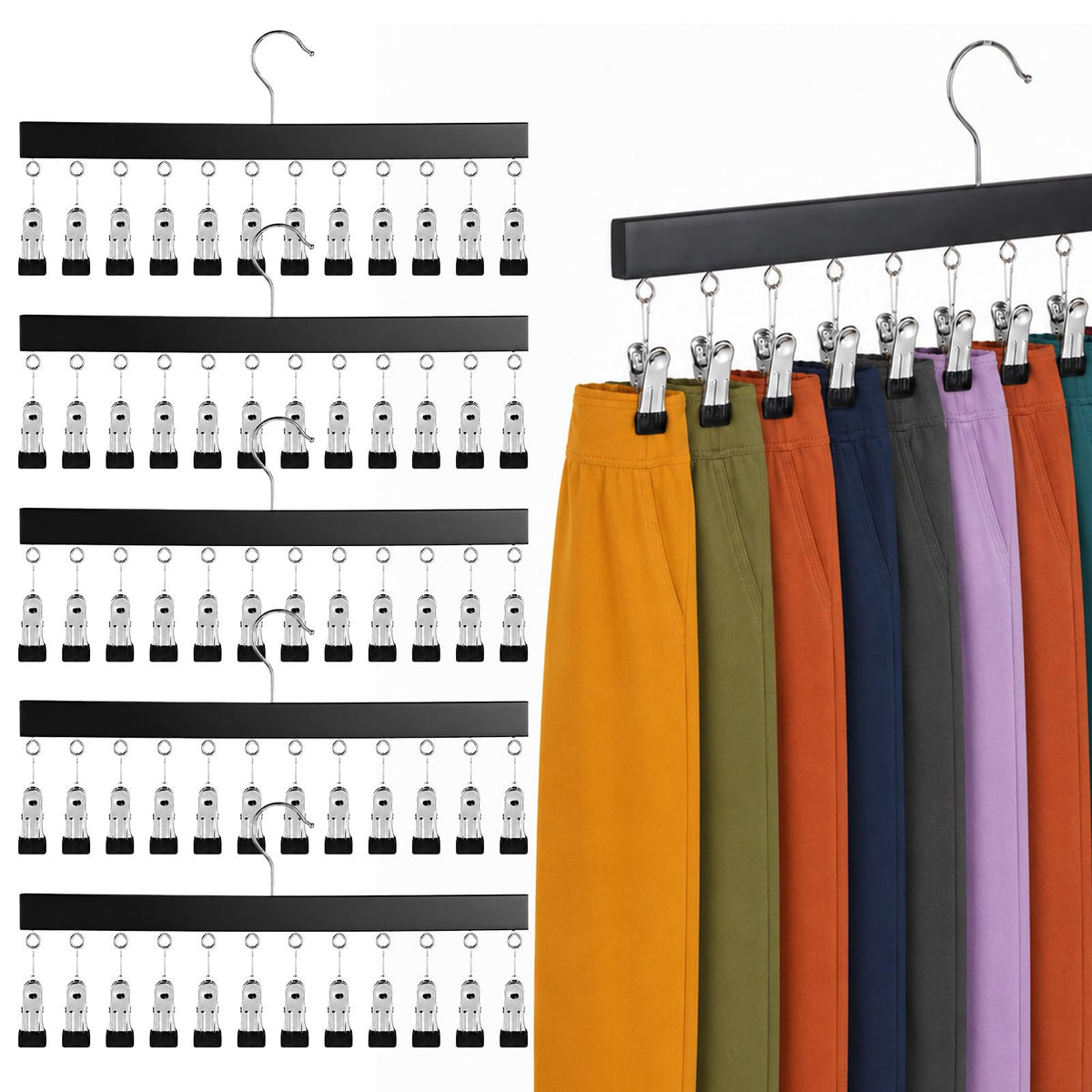 5Pcs Legging Organizer for Closet, Pants Hangers Holds 24 - Image 1