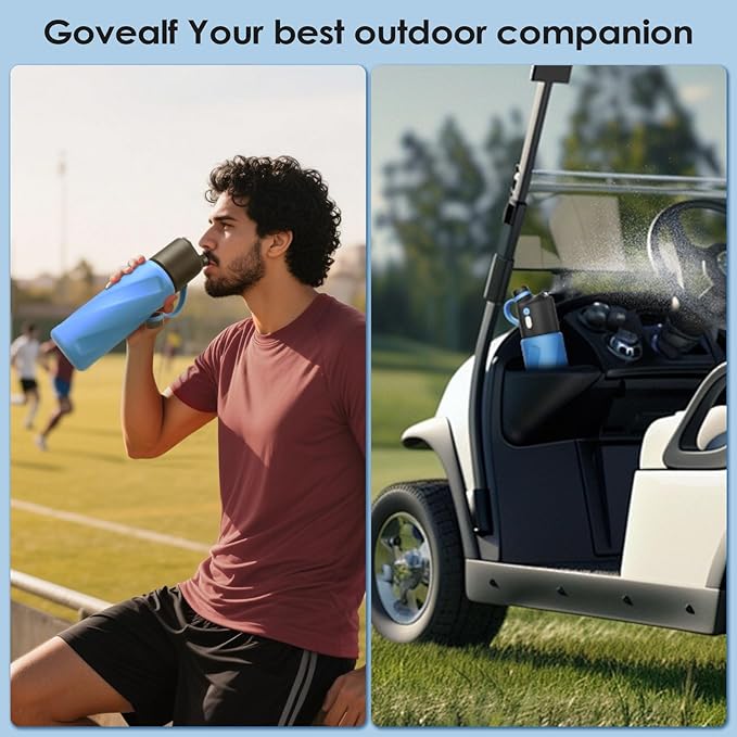Electric Misting Water Bottle | No Straw, No Leak Design | Stainless Steel Double Wall Insulation | Food-Grade Materials | For Gym, Hiking, Golf