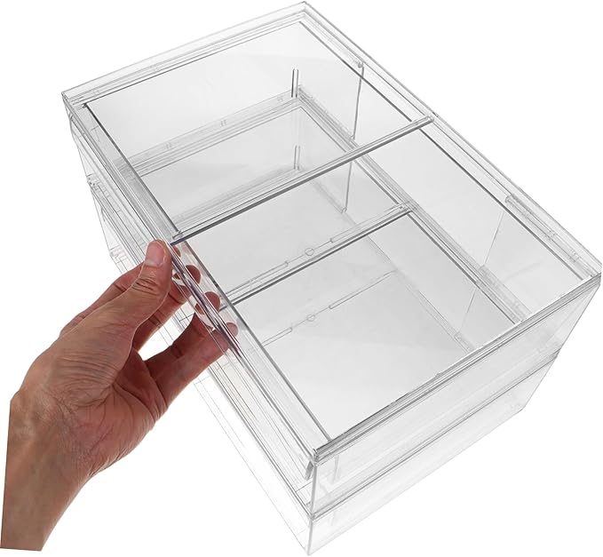 2pcs Acrylic Makeup Storage Drawer Organizers Stackable Desktop Bins for Cosmetics Easy to Clean and Elegant Design for Bathroom Vanity and Desk Organization