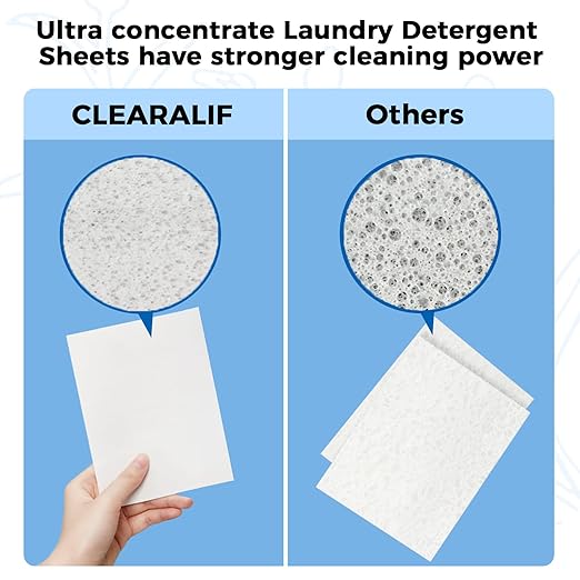 CLEARALIF Laundry Detergent Sheets, Up to 360 Loads, Fresh Linen, liquidless, Eco-Friendly, Zero Waste, Save Space, Travel Laundry Strips for HE Machine