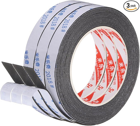 PATIKIL 3Roll Sponge Rubber Foam Tape, 5/8" W x 1/32" t x 16.4ft l Self-Adhesive Foam Insulation Tape Weather Stripping for Window Door Soundproofing Weatherstrip AC Seal Strip, Black