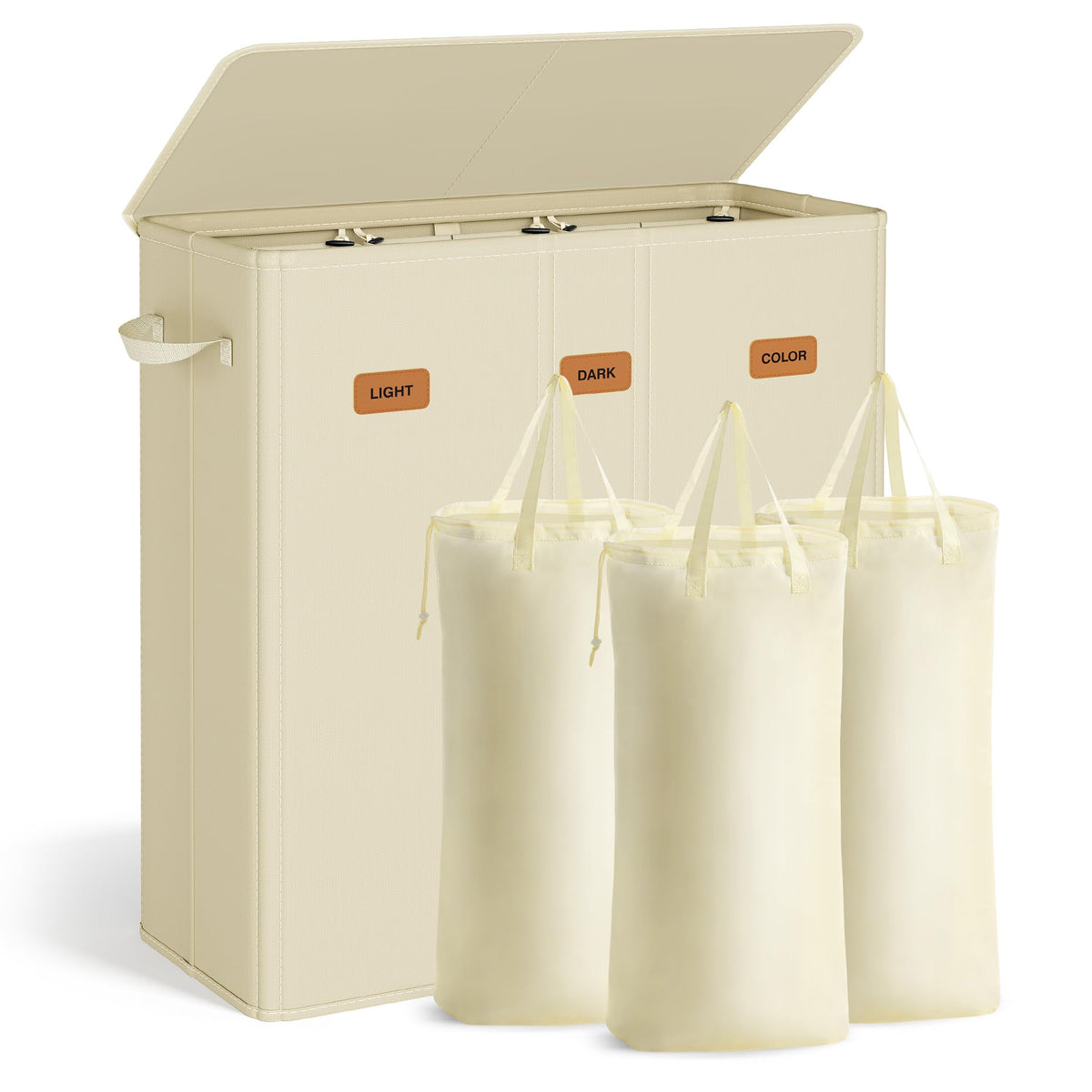 SONGMICS 160L Laundry Hamper, 4-Compartment Laundry Sorter - Image 1