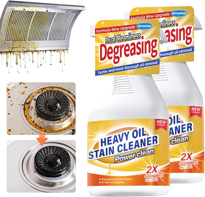 Kitchen Heavy Oil Cleaner, 2025 New All Purpose Kitchen Heavy Oil Cleaning Agent, Grease Remover, Multipurpose Kitchens Cleaner Spray for Countertops, Ovens, and Appliances (2PCS)