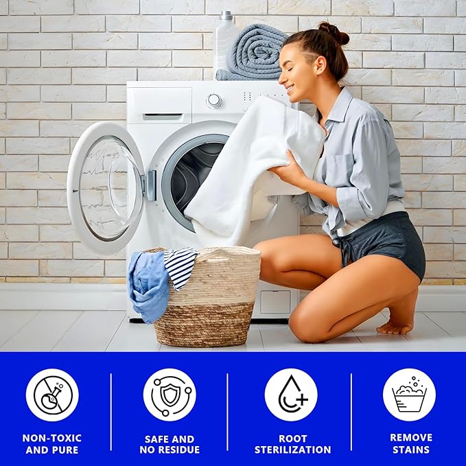 Bio Enzyme Laundry Booster Powder - Ultra-Concentrated Stain & Odor Remover for Whites & Colors | Oxygen Bleach Alternative | Non-Toxic, Biodegradable Formula | Works in All Washing Machines (16 oz)
