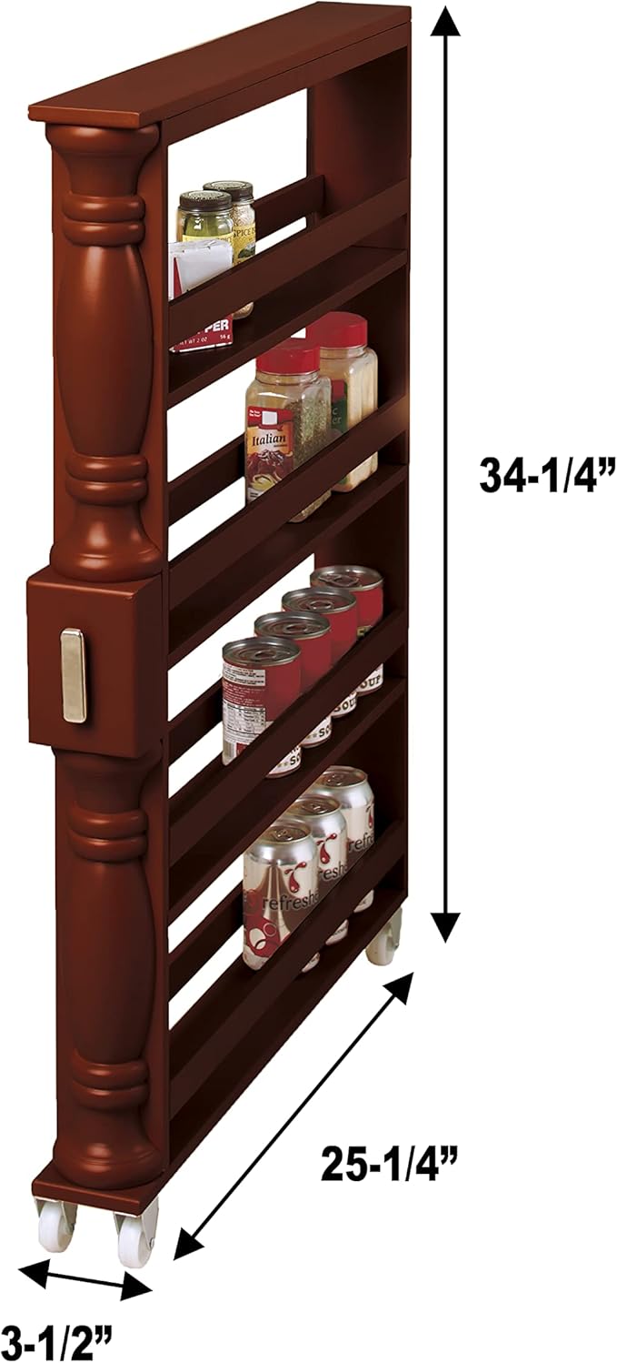 Slim Rolling Can and Spice Racks - Walnut