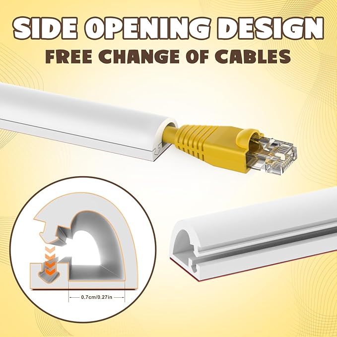Wall Cord Hider 390 Inch, Self Adhesive Cable Hider Cord Cover for Wires, Flexible Wire Cover Cable Raceway for Cord Management W0.59 H0.39in White