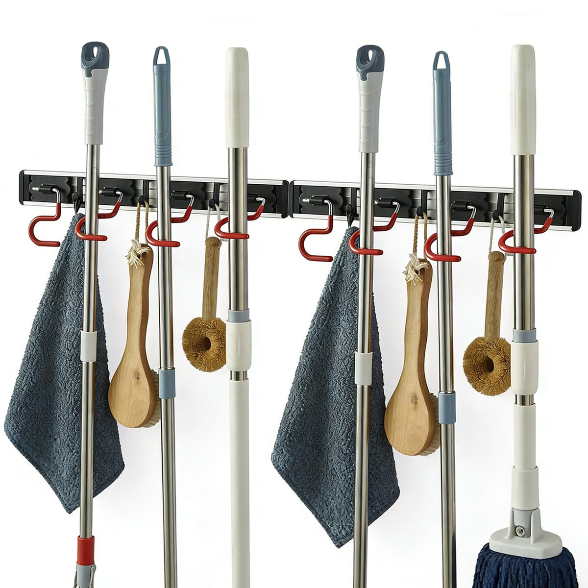 Wall Mounted Mop and Broom Holder, Stainless Steel - Image 1