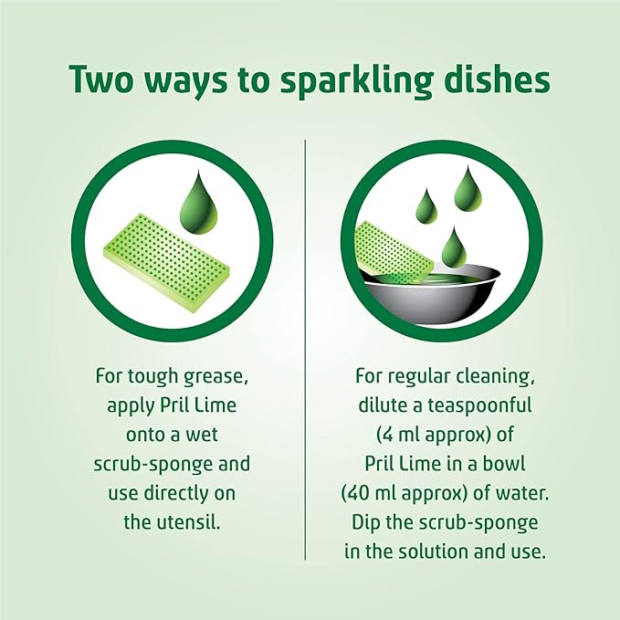 Pril Lime Liquid Dishwash Gel - 750ml | Dish Cleaning Liquid Gel with German Technology - Active Power Molecules Leaves No Residue, Grease Cleaner For All Types of Utensils